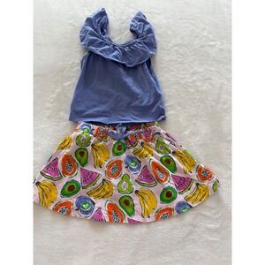 Andy & Evan Girls Fruit Print Skort Set Blue Ruffle Top 3T Summer Outfit Shorts